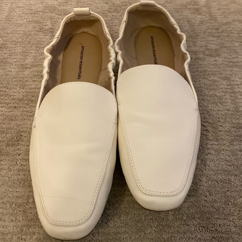 White flat loafers